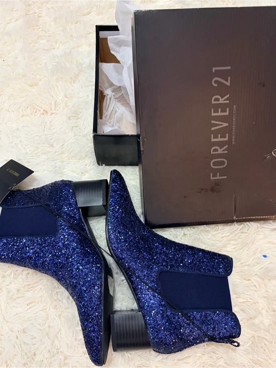 Forever 21 Shoes - Forever 21 Navy Blue Glitter Chelsea Ankle Boots